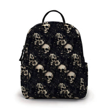 Load image into Gallery viewer, Mini Backpack - Black Floral Skull
