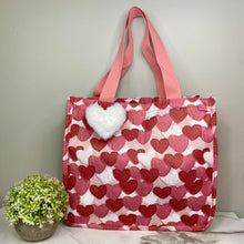 Load image into Gallery viewer, Tote Bag - Heart Dark Pink + White