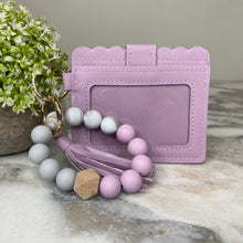 Load image into Gallery viewer, Silicone Bracelet Keychain with Scalloped Card Holder - Lavender Purple