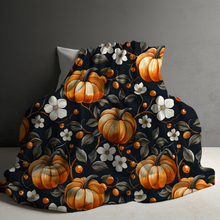 Load image into Gallery viewer, Blanket - Halloween - Pumpkin Floral Vines - PREORDER