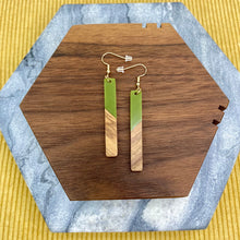Load image into Gallery viewer, Dangle Earring - Wood & Acrylic - Rectangle
