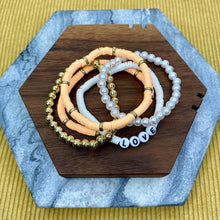 Load image into Gallery viewer, Bracelet Pack - Clay & Gold Bead - Love