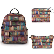 Load image into Gallery viewer, Mini Backpack, Pouch, & Mini Pouch Bundled Set - Book Shelves