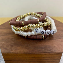 Load image into Gallery viewer, Bracelet Pack - Clay & Gold Bead - Love