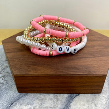 Load image into Gallery viewer, Bracelet Pack - Clay & Gold Bead - Love