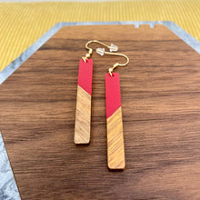 Load image into Gallery viewer, Dangle Earring - Wood & Acrylic - Rectangle