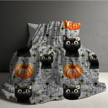Load image into Gallery viewer, Blanket - Halloween - Black Cat Web Daisy - PREORDER