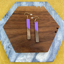 Load image into Gallery viewer, Dangle Earring - Wood & Acrylic - Rectangle