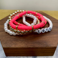 Load image into Gallery viewer, Bracelet Pack - Clay & Gold Bead - Love