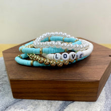 Load image into Gallery viewer, Bracelet Pack - Clay & Gold Bead - Love