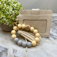 Load image into Gallery viewer, Silicone Bracelet Keychain with Scalloped Card Holder - Buttercream