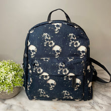 Load image into Gallery viewer, Mini Backpack - Black Floral Skull