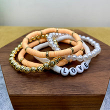 Load image into Gallery viewer, Bracelet Pack - Clay & Gold Bead - Love