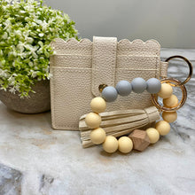 Load image into Gallery viewer, Silicone Bracelet Keychain with Scalloped Card Holder - Buttercream