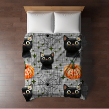 Load image into Gallery viewer, Blanket - Halloween - Black Cat Web Daisy - PREORDER