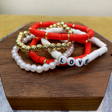 Load image into Gallery viewer, Bracelet Pack - Clay & Gold Bead - Love