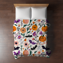 Load image into Gallery viewer, Blanket - Halloween - White Pumpkin Bat - PREORDER