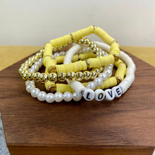 Load image into Gallery viewer, Bracelet Pack - Clay & Gold Bead - Love