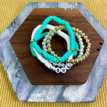 Load image into Gallery viewer, Bracelet Pack - Clay & Gold Bead - Love