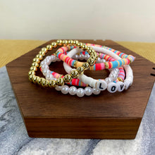 Load image into Gallery viewer, Bracelet Pack - Clay & Gold Bead - Love