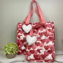 Load image into Gallery viewer, Tote Bag - Heart Dark Pink + White
