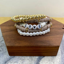Load image into Gallery viewer, Bracelet Pack - Clay & Gold Bead - Love