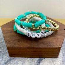 Load image into Gallery viewer, Bracelet Pack - Clay & Gold Bead - Love