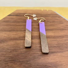Load image into Gallery viewer, Dangle Earring - Wood & Acrylic - Rectangle