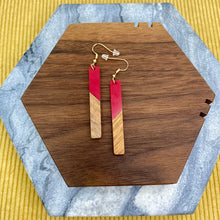 Load image into Gallery viewer, Dangle Earring - Wood & Acrylic - Rectangle