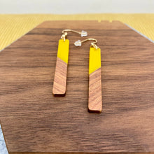Load image into Gallery viewer, Dangle Earring - Wood & Acrylic - Rectangle