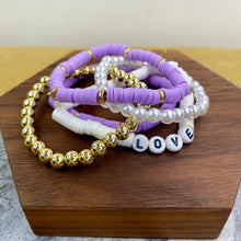 Load image into Gallery viewer, Bracelet Pack - Clay & Gold Bead - Love