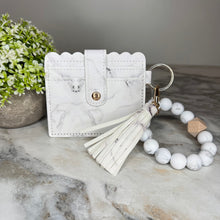 Load image into Gallery viewer, Silicone Bracelet Keychain with Scalloped Card Holder - Marble