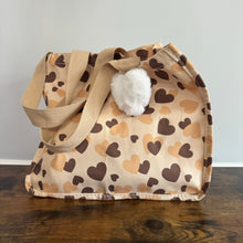 Load image into Gallery viewer, Tote Bag - Heart Brown + Tan