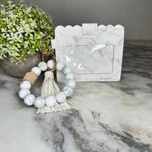 Load image into Gallery viewer, Silicone Bracelet Keychain with Scalloped Card Holder - Marble