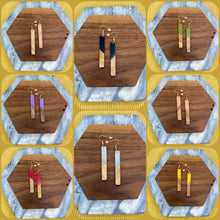 Load image into Gallery viewer, Dangle Earring - Wood & Acrylic - Rectangle