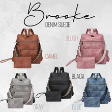 Load image into Gallery viewer, Denim Suede Brooke Backpack + Pouch - PREORDER