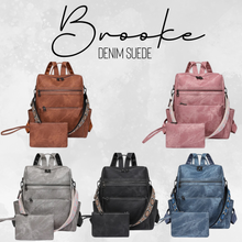 Load image into Gallery viewer, Denim Suede Brooke Backpack + Pouch - PREORDER