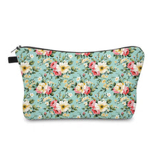 Load image into Gallery viewer, Pouch - Floral Pink Yellow on Mint