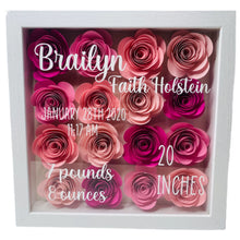 Load image into Gallery viewer, Birth Announcement Flower Box, Baby Birth Stats Flower Box, Nursery Decor, Baby Announcement Sign, Nursery Name