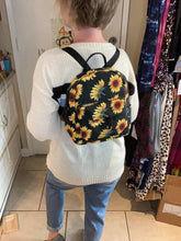 Load image into Gallery viewer, Mini Backpack - Sunflower On Black
