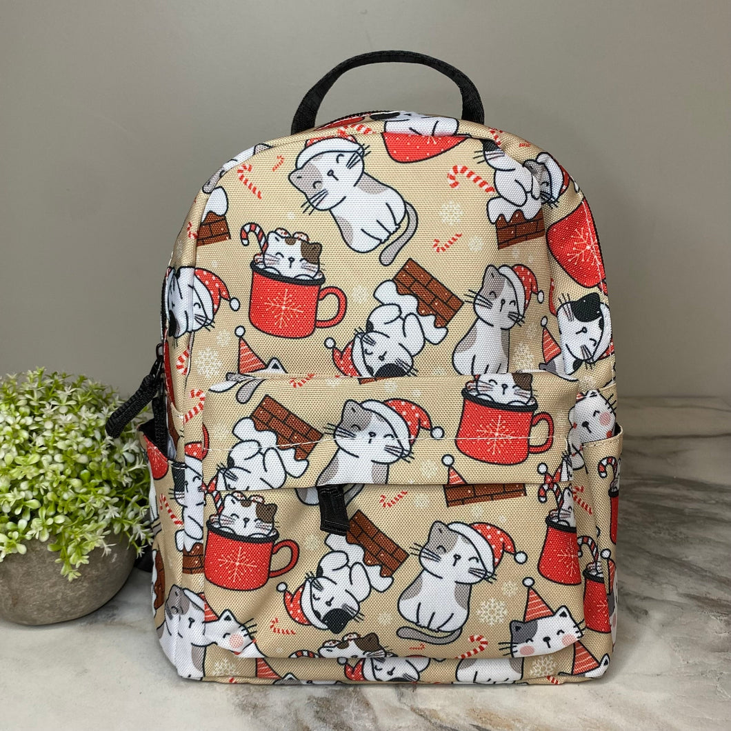 Mini Backpack - Cat Christmas
