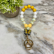 Load image into Gallery viewer, Silicone Bracelet Keychain - Yellow Butterfly
