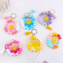 Load image into Gallery viewer, Silicone Bracelet Keychain - Happy Daisy - PREORDER 5/6-5/9
