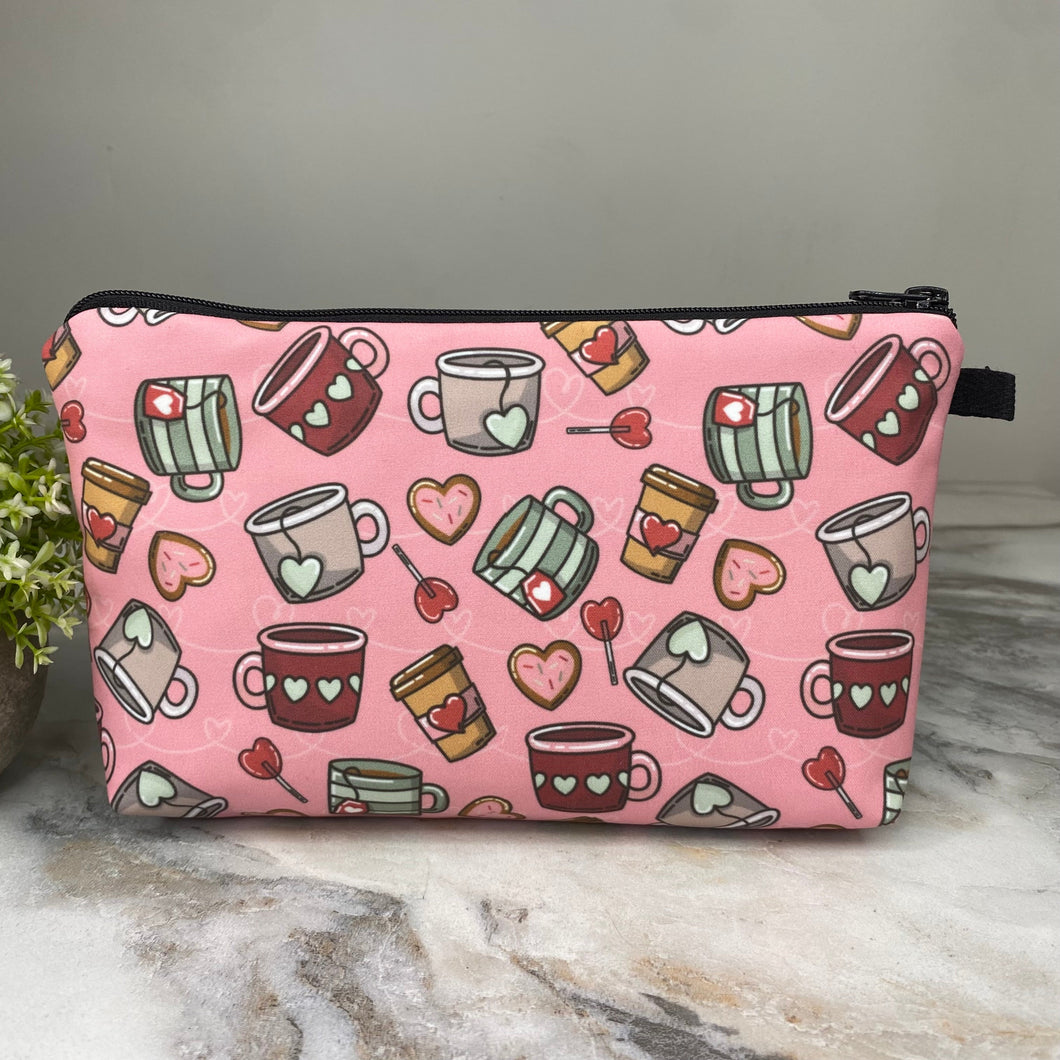 Pouch - Tea Mugs on Pink