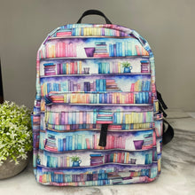Load image into Gallery viewer, Mini Backpack - Watercolor Book Shelves

