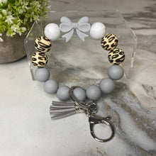 Load image into Gallery viewer, Silicone Bracelet Keychain - Grey Bow

