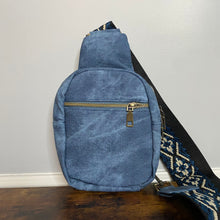 Load image into Gallery viewer, Sling Bag - Denim Suede - Front Zip
