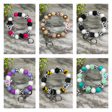 Load image into Gallery viewer, Silicone Bead Bracelet Keychain - Cow Designs
