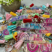 Load image into Gallery viewer, Keychains - Clear Acrylic Positivity Mix

