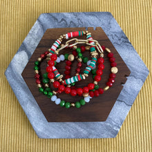 Load image into Gallery viewer, Bracelet Pack - Red and Green Clay, Bead, Gold Chain
